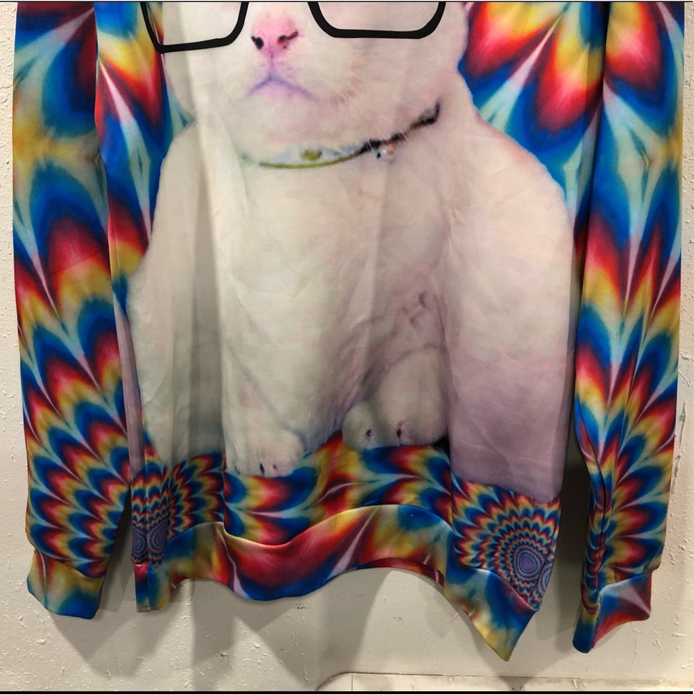 Sunglasses Cat Colorful Kitty Tripping Sweatshirt - Picture 3 of 9